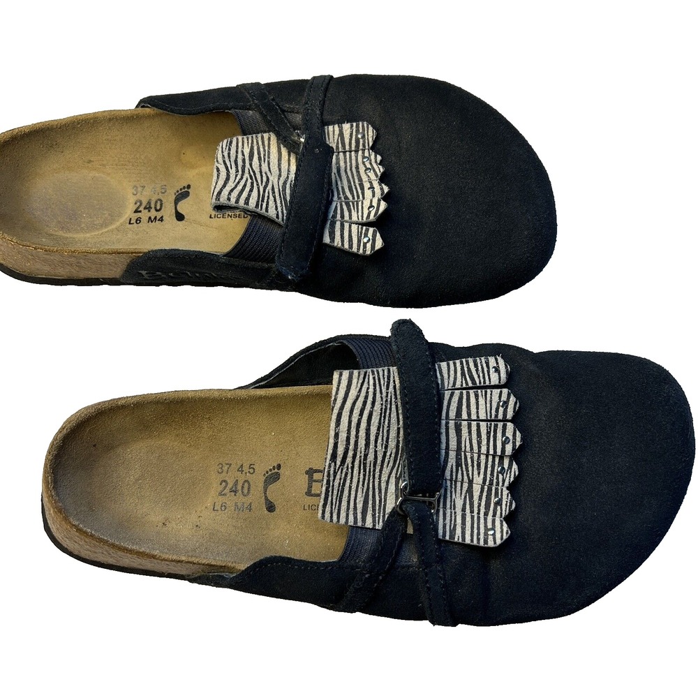 Birkenstock Betula Boston Black Suede Clogs Women's Size‎ 37 Narrow